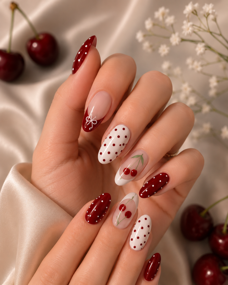 Cherry Nail Designs: A Cute and Elegant Red Nail Art Trend